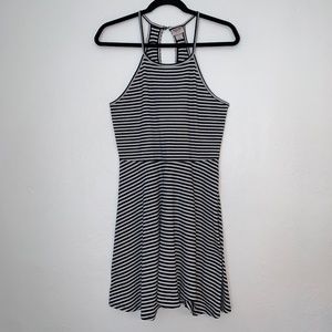 Black and White Striped Racerback Tank Dress